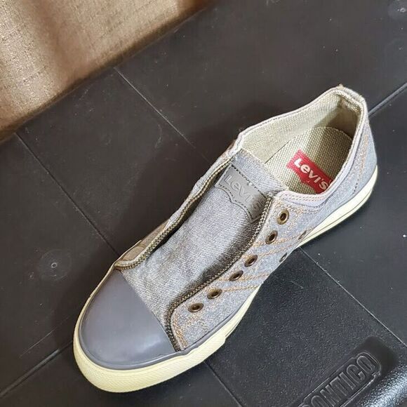 Levi's Kids Sz 5.5 Zip Lo Denim Canvas Skate Shoes Gray - Picture 8 of 12